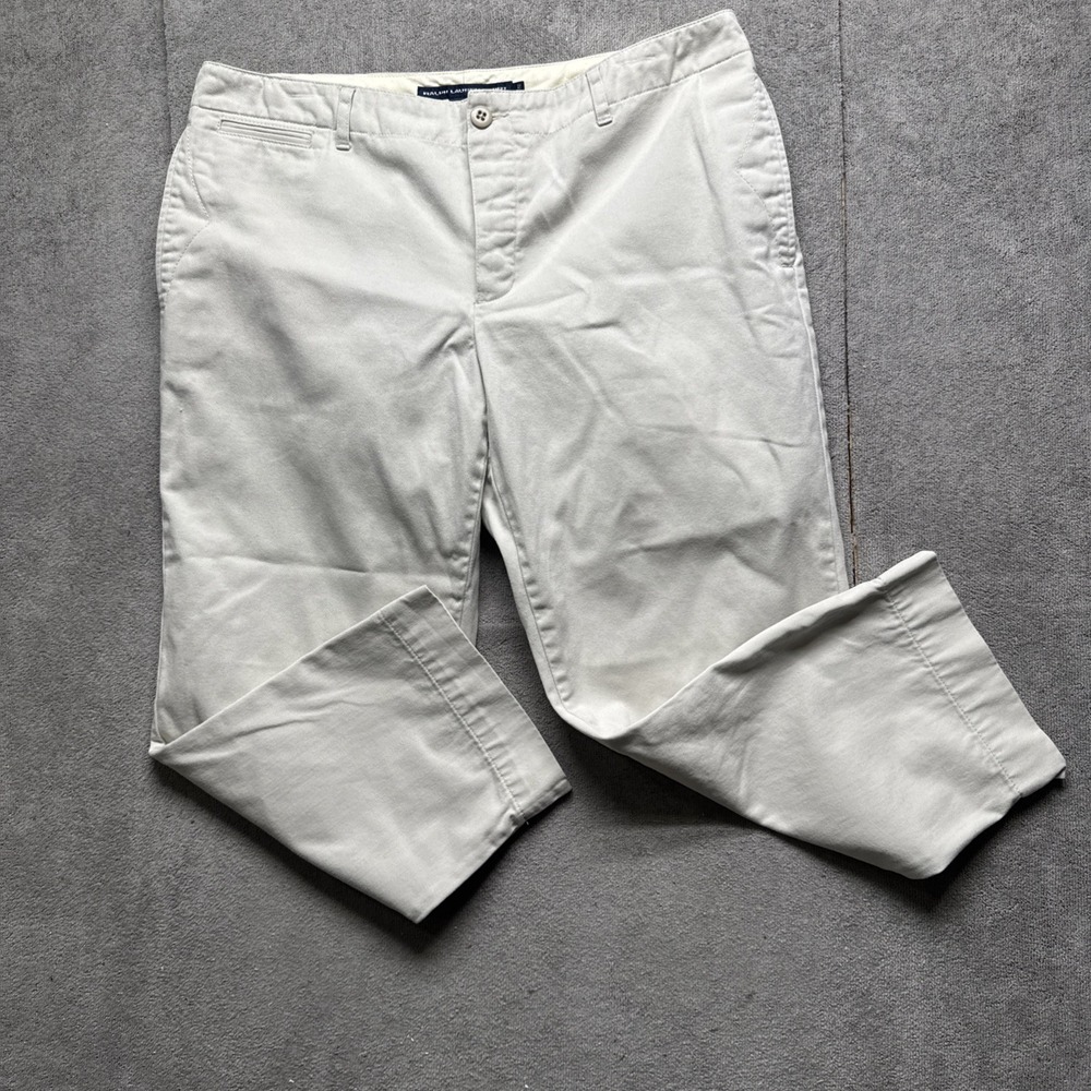 Ralph Lauren Sport Pants Womens 12 Beige Capri Cropped Pockets Preppy Minimalist